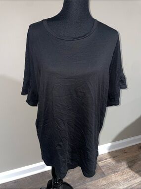 MICHAEL Michael Kors Black Short Sleeve Top with Ruffle Sleeves
